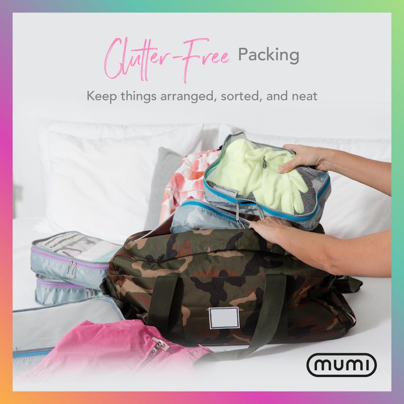MUMI Packing Cubes - 5 Compression Packing Cubes for Travel, Luggage Organizer Bags for Suitcases, Carry-On, Duffle or Backpack â€“ Mesh, Waterproof Bags for Clothes, Kids & Travel Accessories - Blue - Image 5